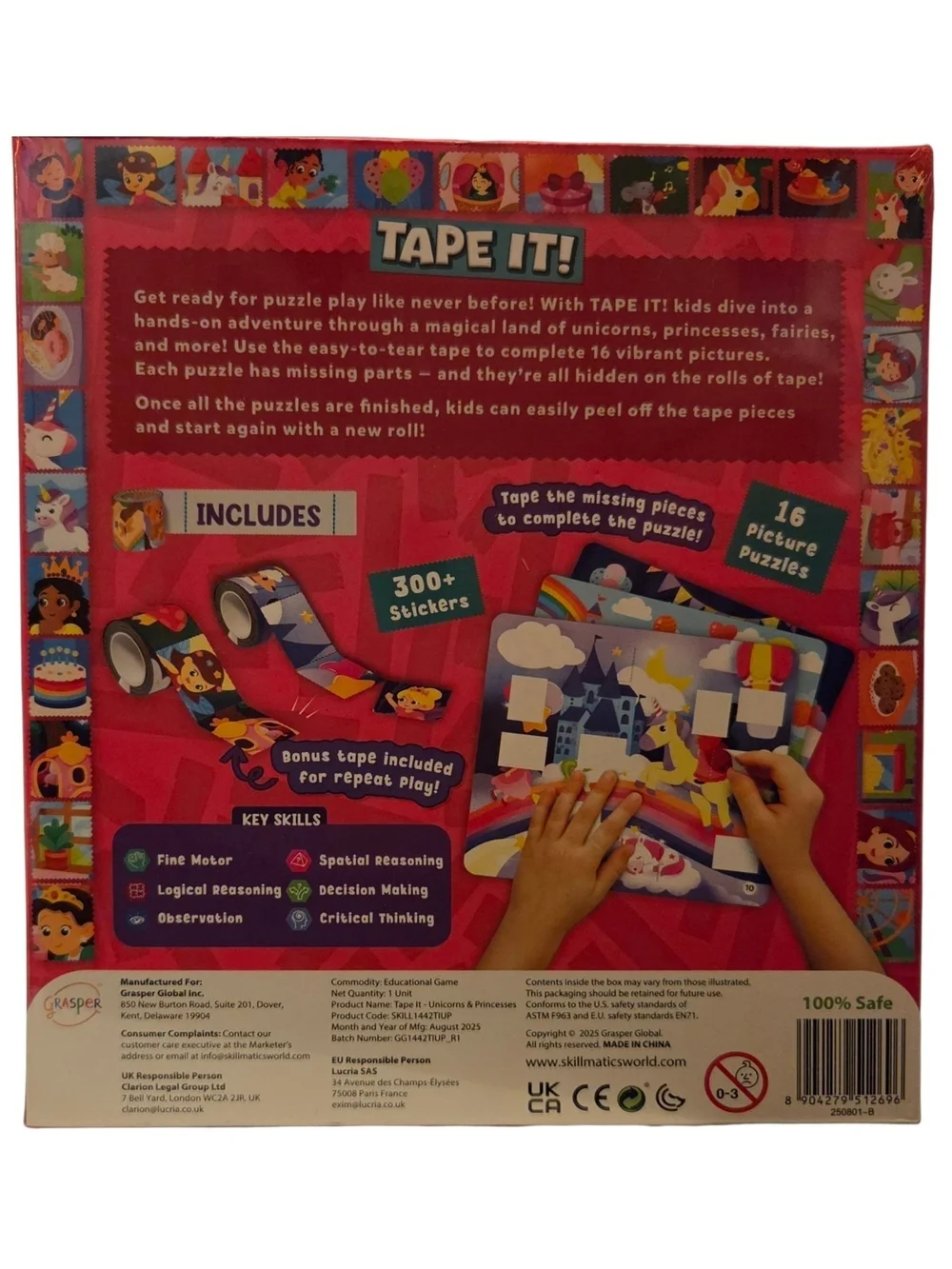 Tape It! Unicorns & Princesses Sticker Puzzle Game - Pink